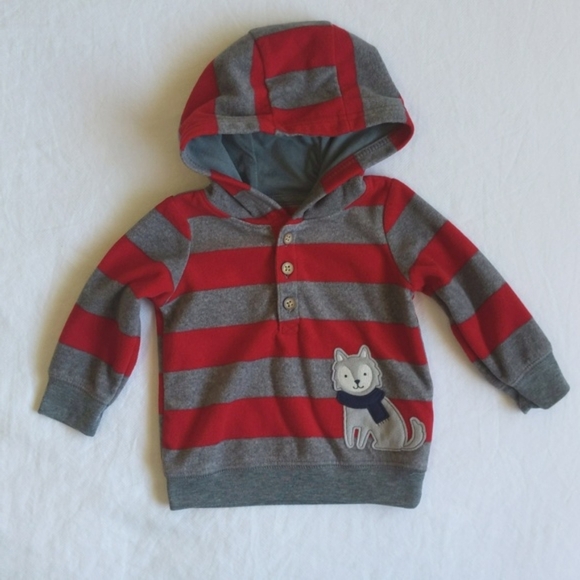 child of mine by carter's striped fleece sweat set 6-9 months baby boy - Picture 6 of 10